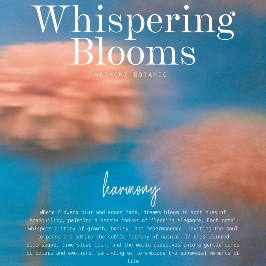 Whispering Blooms- Bir Grafik Tasarım Vaka ÇalışmasıWhispering Blooms', Harmony Botanic için hazırlanmış bir görsel kimlik projesidir. Bu projenin amacı, markanın doğallık, huzur ve estetik değerler